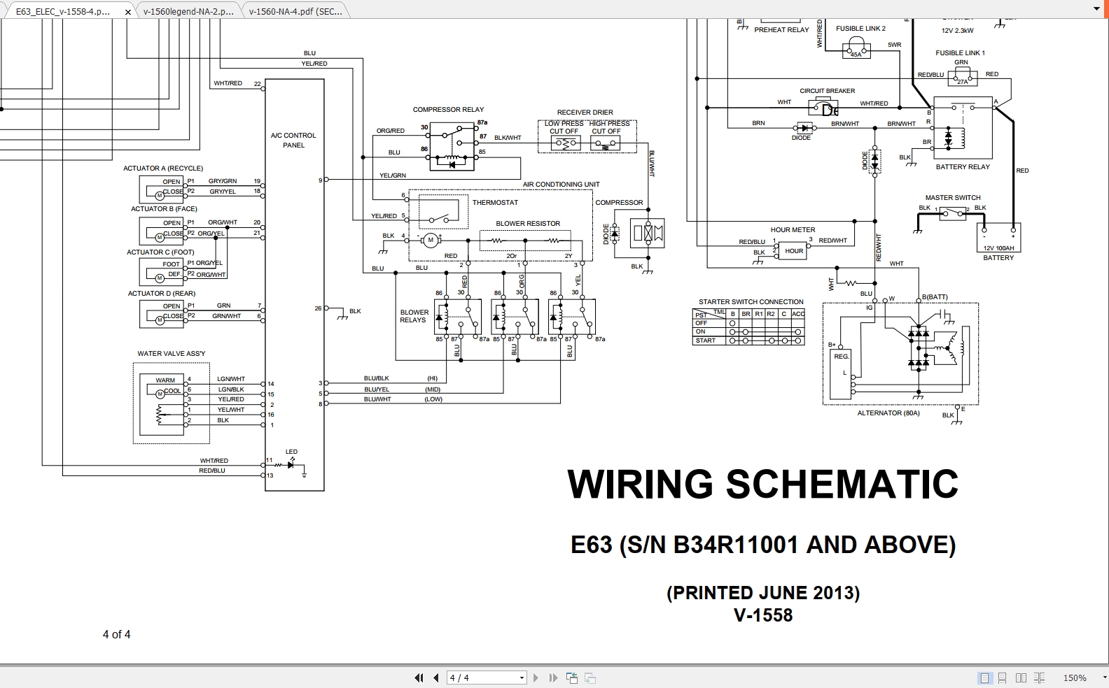 Bobcat Excavator E63 Hydraulic Electrical Schematic 1