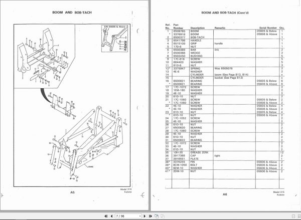 Bobcat Loader 315 Kubota Parts Manual6566952 3