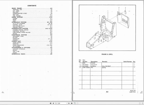 Bobcat Loader 343 Parts Manual6570176 3