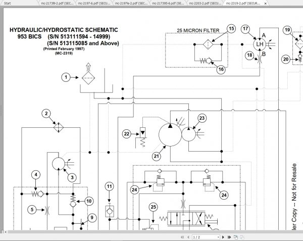 Bobcat Loader 953 BICS Hydraulic Electrical Schematic 1