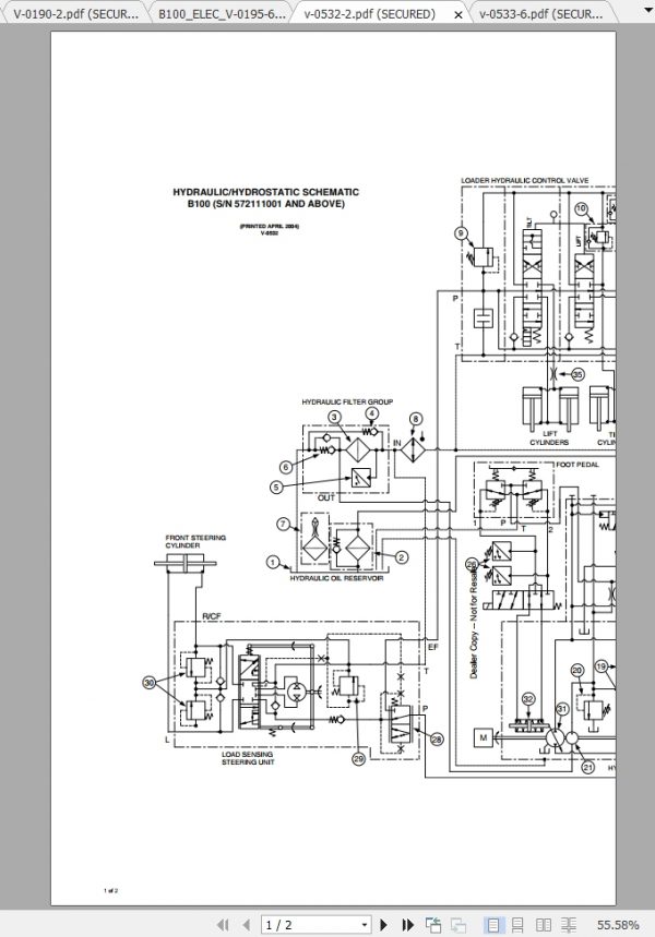Bobcat Loader Backhoe B100 Hydraulic Electrical Schematic 2