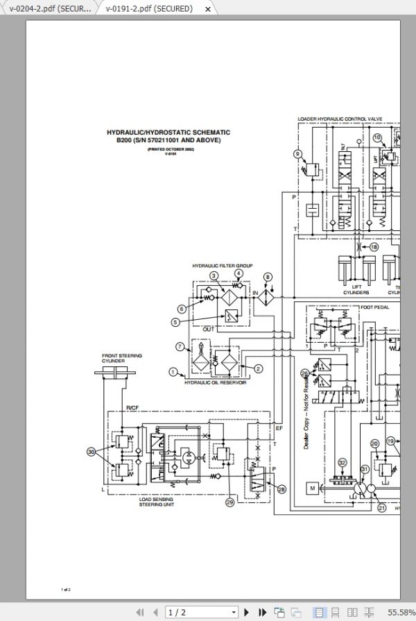 Bobcat Loader Backhoe B200 Hydraulic Electrical Schematic 1