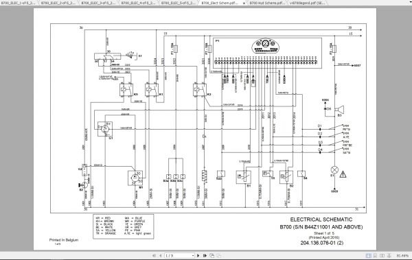 Bobcat Loader Backhoe B700 Hydraulic Electrical Schematic 2