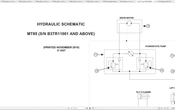 Bobcat Loader MT85 Hydraulic Electrical Schematic 2