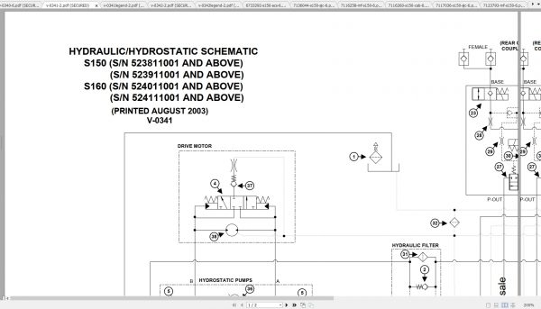 Bobcat Loader S150 S160 Hydraulic Electrical Schematic 1