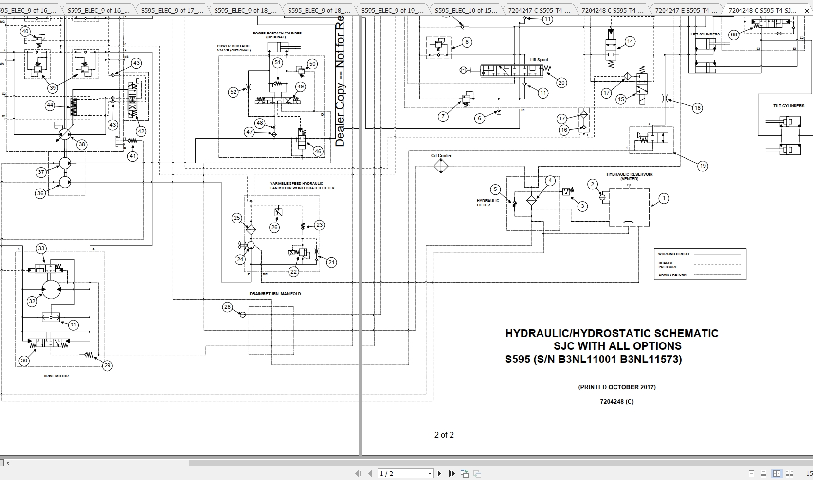 Bobcat Loader S595 Hydraulic Electrical Schematic 1
