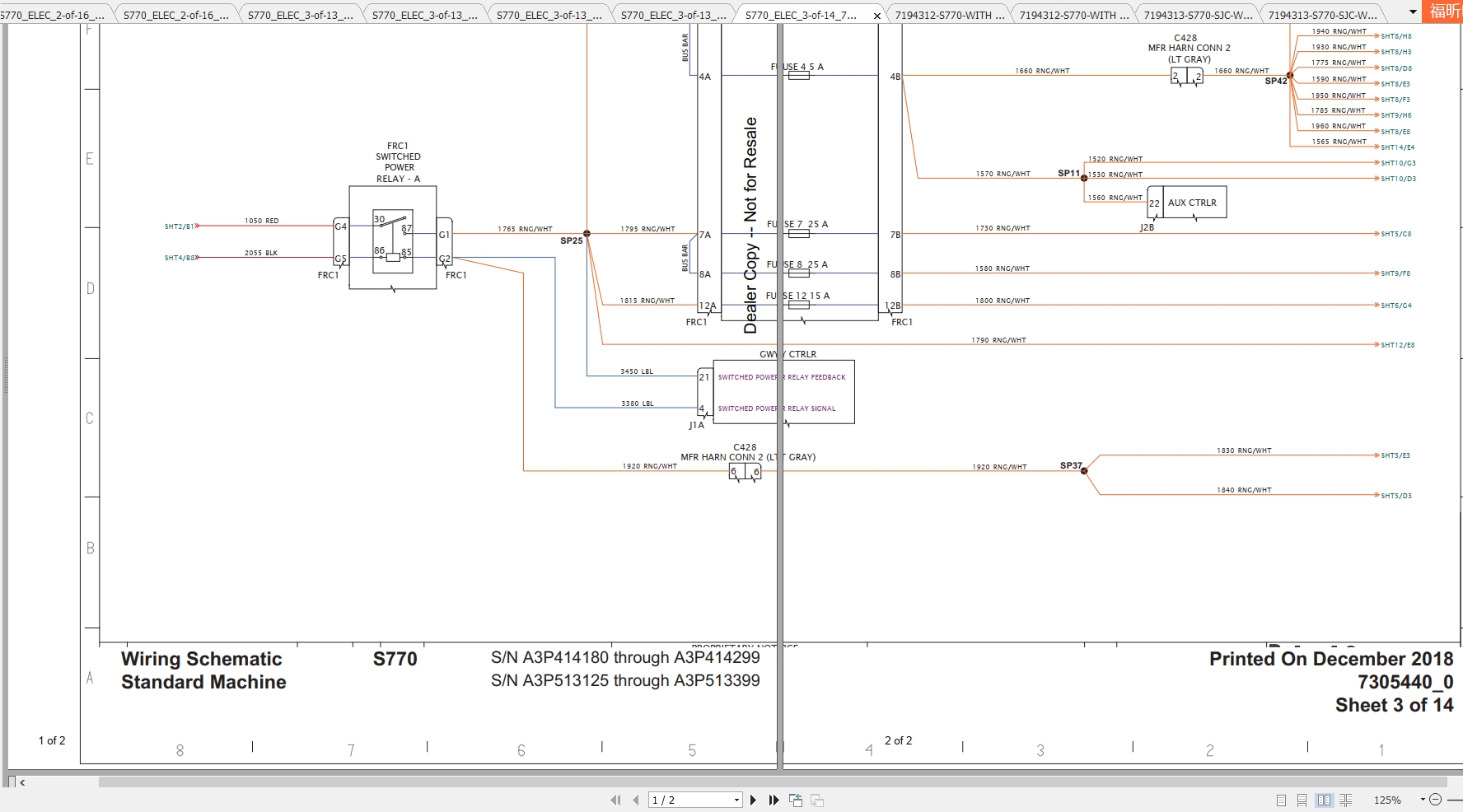 Bobcat Loader S770 Hydraulic Electrical Schematic 1