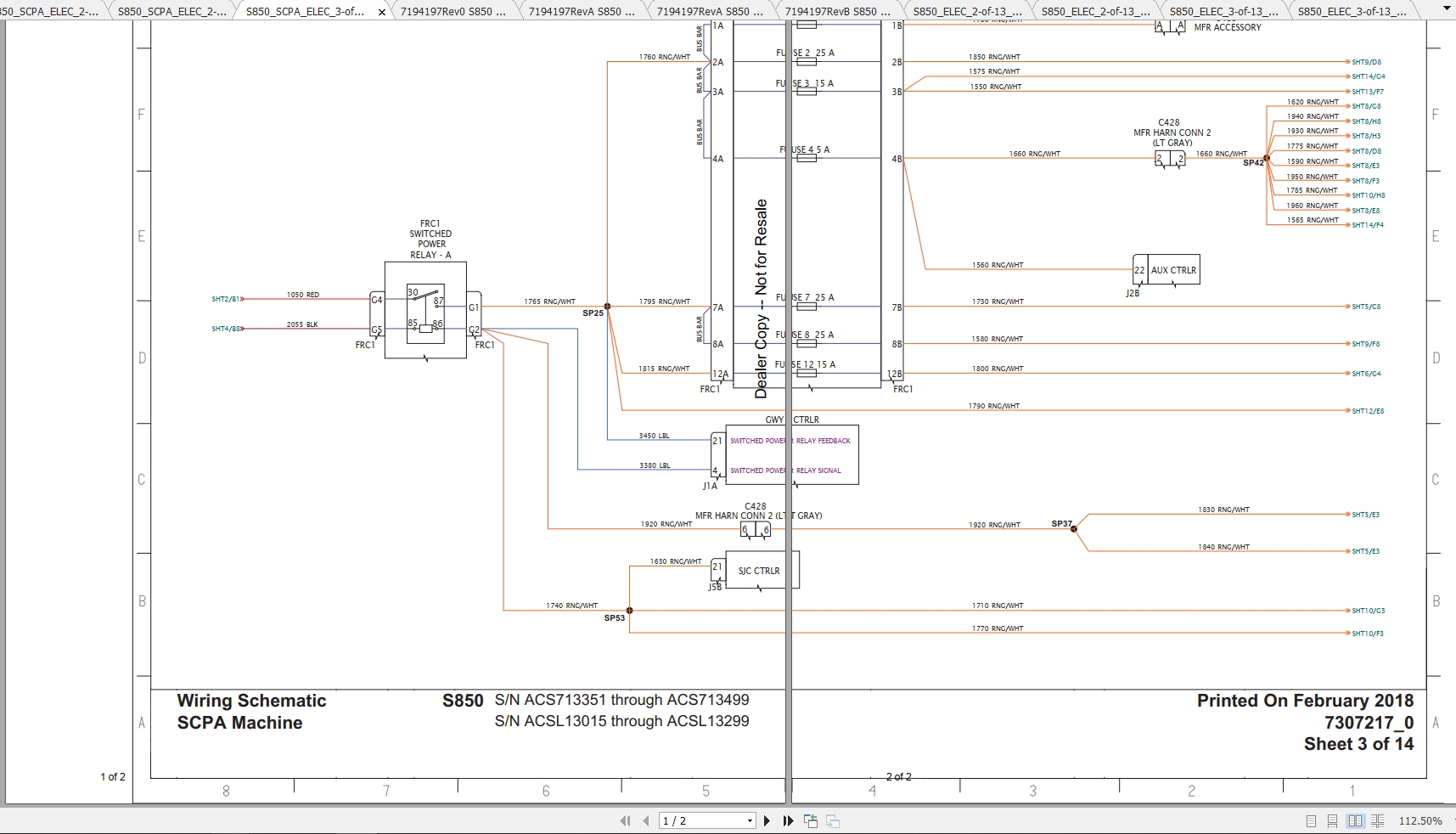 Bobcat Loader S850 Hydraulic Electrical Schematic 1