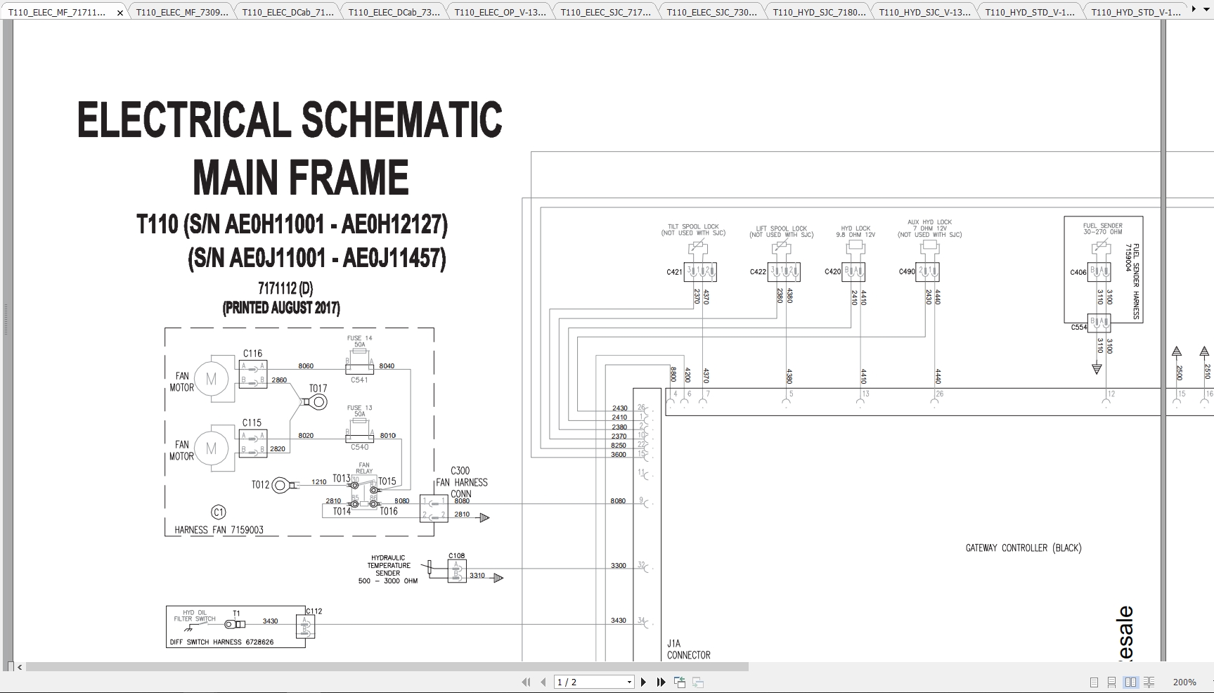 Bobcat Loader T110 Hydraulic Electrical Schematic 1