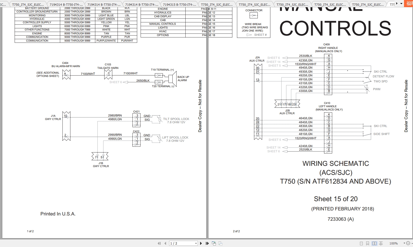 Bobcat Loader T750 Hydraulic Electrical Schematic 1