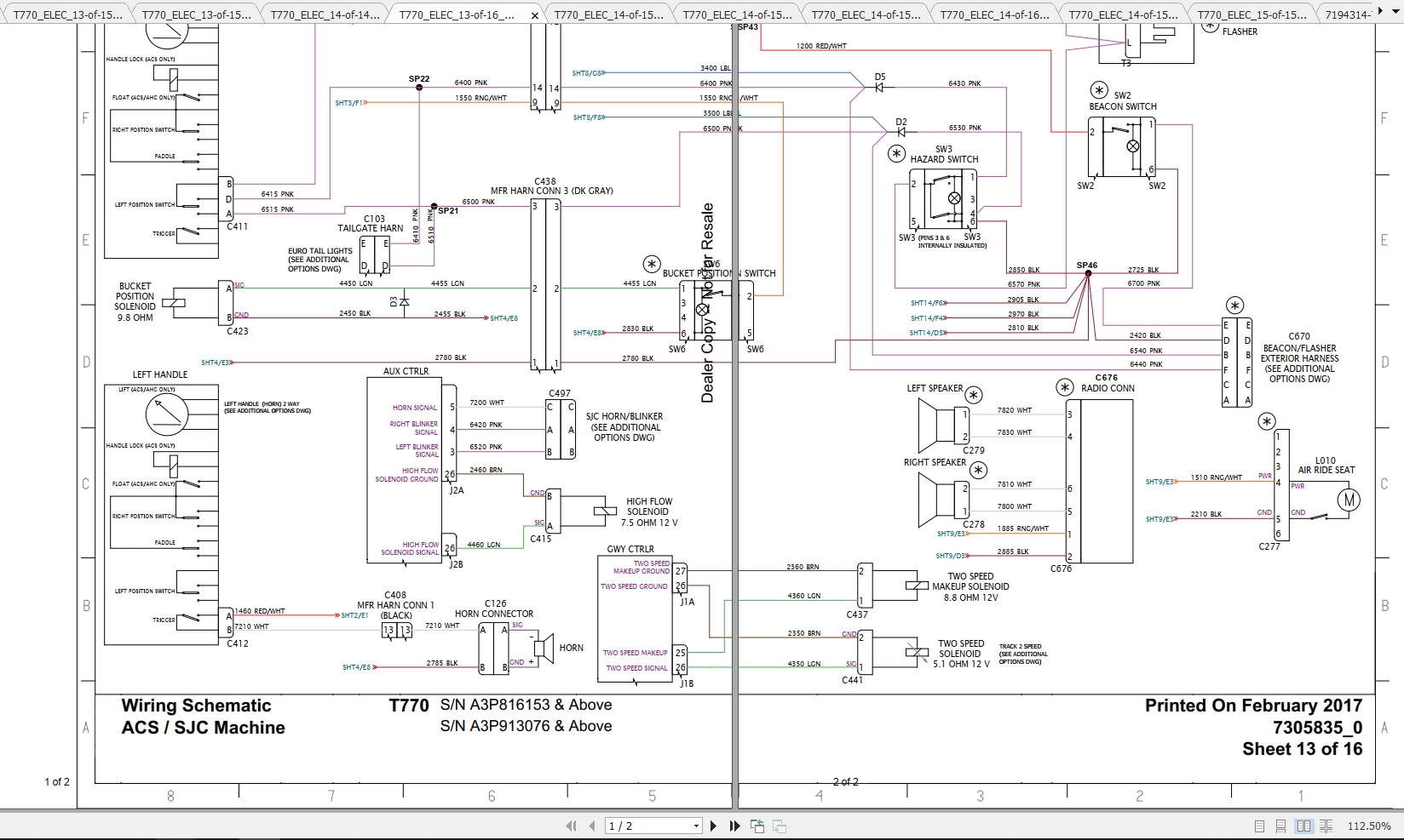 Bobcat Loader T770 Hydraulic & Electrical Schematic