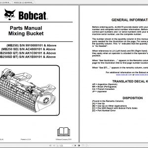 Bobcat Mixing Bucket Parts Manuals 1