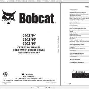 Bobcat Pressure Washer Operation Maintenance Manuals 1