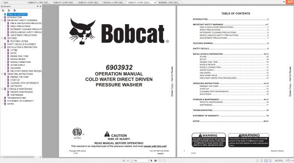 Bobcat Pressure Washer Operation Maintenance Manuals 4