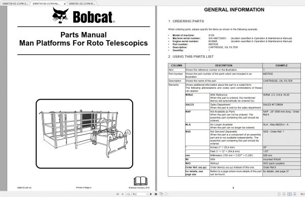 Bobcat Rotary Telescopic Handlers Parts Manuals 2
