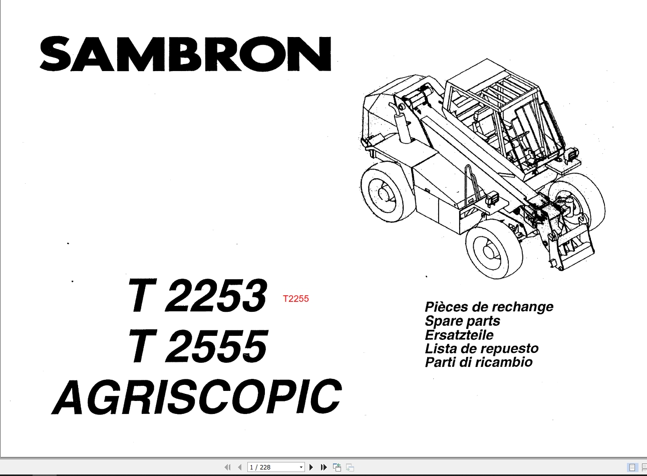 Bobcat Sambron Agriscopic TeleHandler T2253 T2555 Spare Parts Catalog712224 1