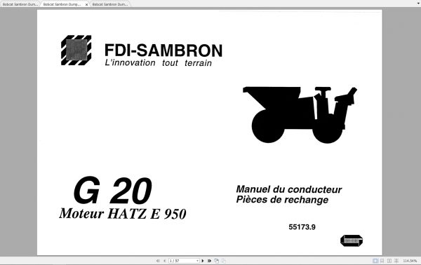 Bobcat Sambron Dumper G20 Spare Parts Catalog 2