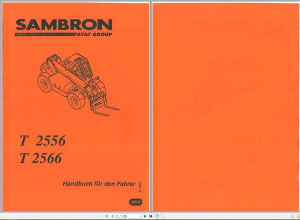 Bobcat Sambron TeleHandler T2556 T2566 Operators Manual814020De 1