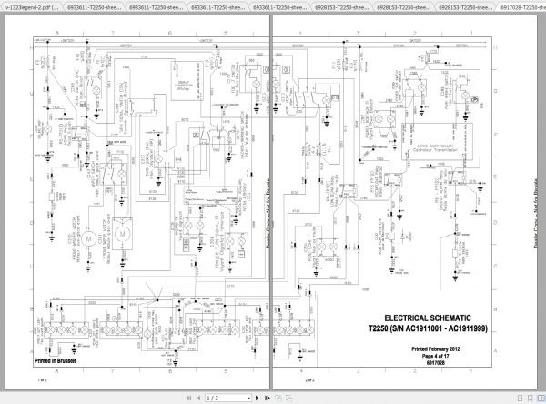 Bobcat Telescopic Handler T2250 Hydraulic Electrical Schematic 1