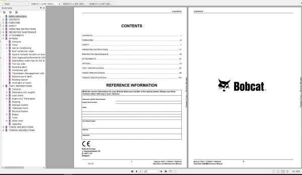 Bobcat Telescopic Handler T3071 T3093 Operation Maintenance Manuals 3