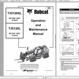 Bobcat Telescopic Handler T35120SL Operation Maintenance Manuals 1