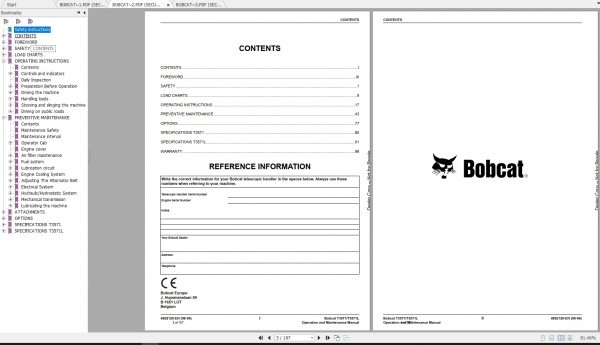 Bobcat Telescopic Handler T3571L Operation Maintenance Manuals 3