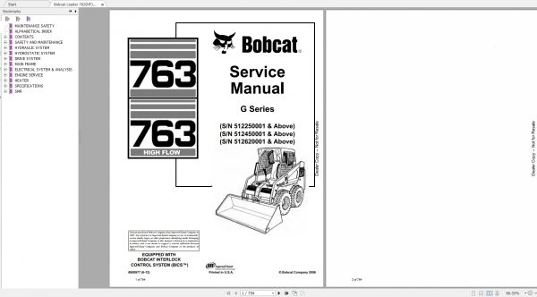 Bobcat Telescopic Handler T40150 Parts Manual 1 1