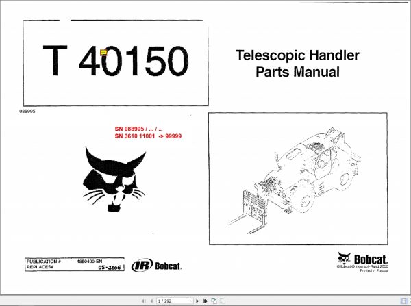 Bobcat Telescopic Handler T40150 Parts Manual 1