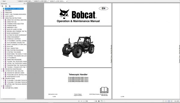 Bobcat Telescopic Handler TL2660 TL3060 Operation Maintenance Manuals 2