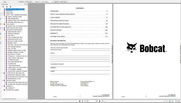 Bobcat Telescopic Handler TL2660 TL3060 Operation Maintenance Manuals 3