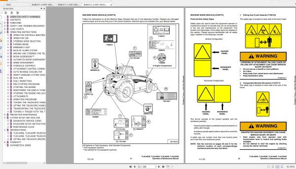 Bobcat Telescopic Handler TL2660 TL3060 Operation Maintenance Manuals 4