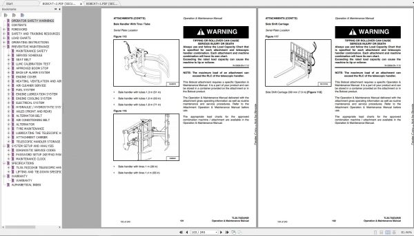 Bobcat Telescopic Handler TL3070 Operation Maintenance Manuals 4