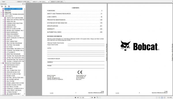 Bobcat Telescopic Handler TL358 Operation Maintenance Manuals 3