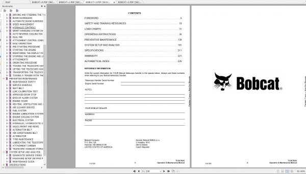 Bobcat Telescopic Handler TL3870X Operation Maintenance Manuals 3
