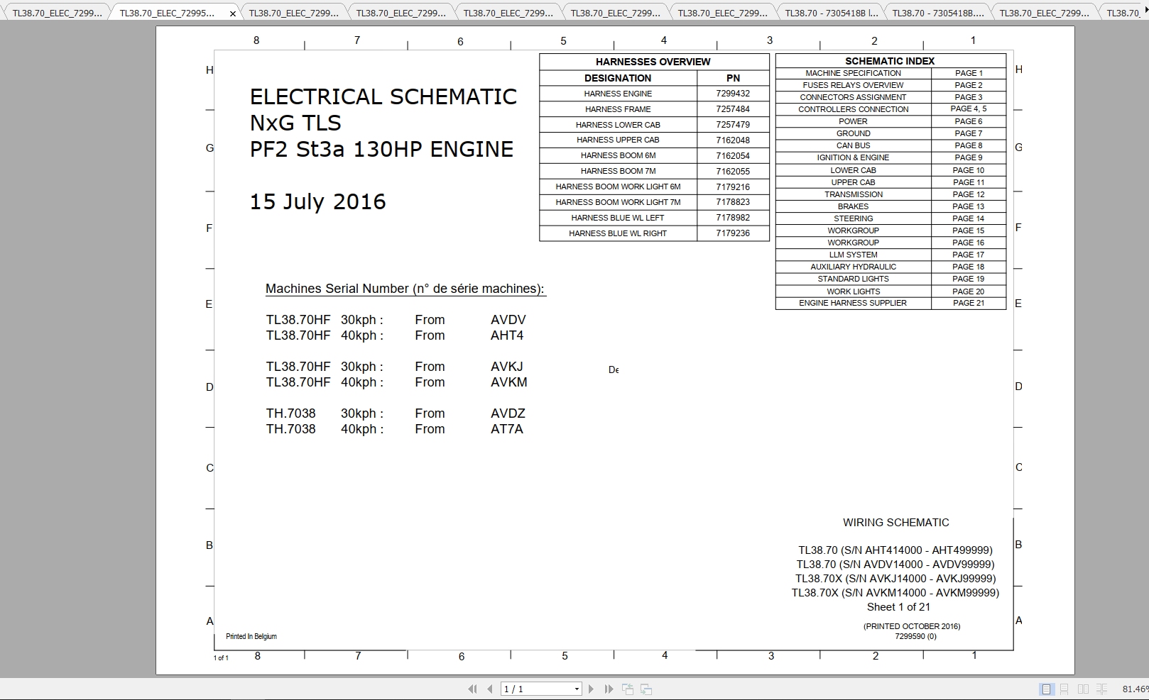 Bobcat Telescopic Handler TL3870 Hydraulic Electrical Schematic 1