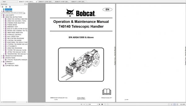 Bobcat Telescopic Handler TL40140 TL40180 Operation Maintenance Manuals 3