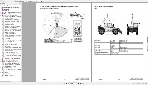Bobcat Telescopic Handler TL4380HFX Operation Maintenance Manuals 4