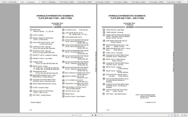 Bobcat Telescopic Handler TL470 Hydraulic Electrical Schematic 3