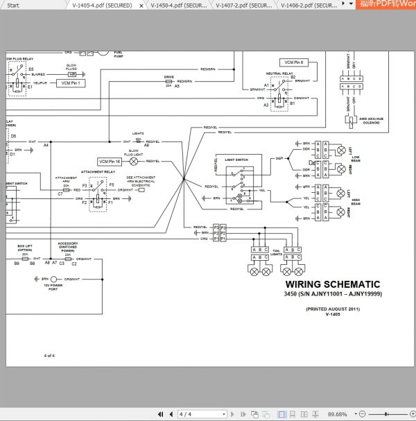 Bobcat Utility Vehicle 3450 Hydraulic Electrical Schematic 1