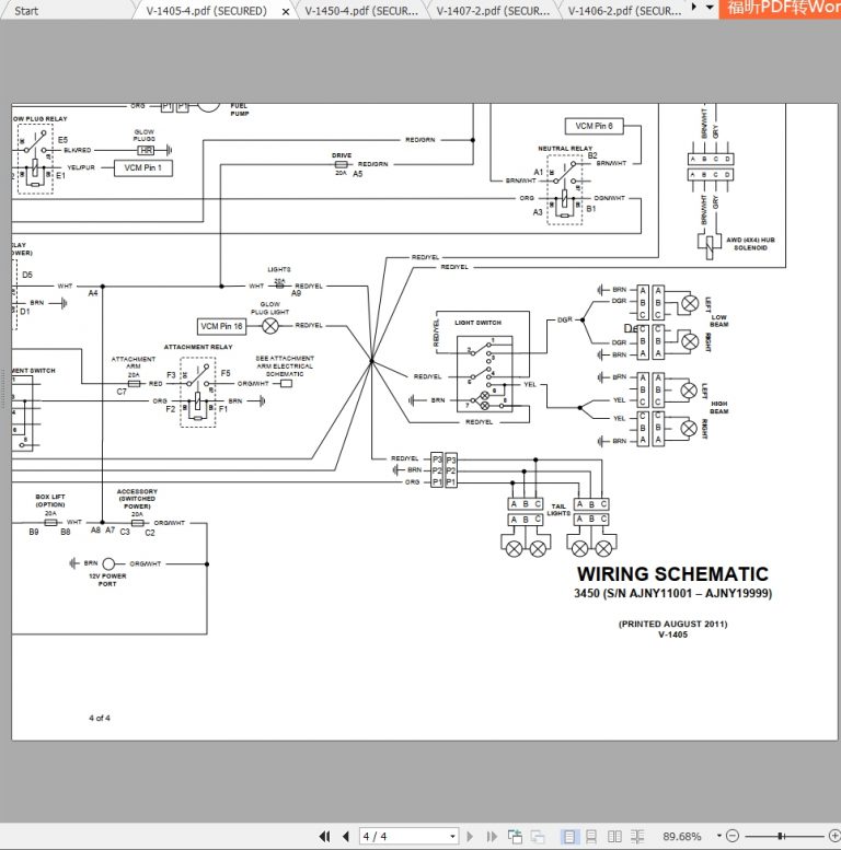 Bobcat Utility Vehicle 3400(XL) Electrical Schematic