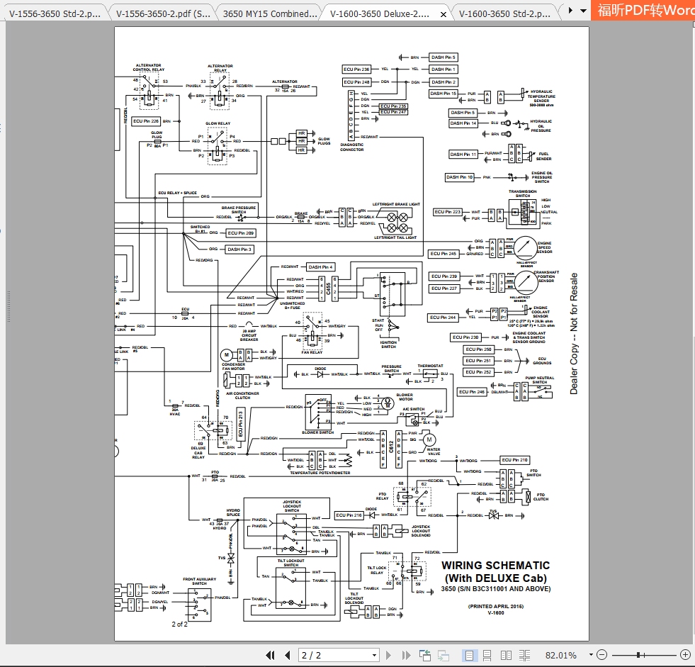 Bobcat Utility Vehicle 3650 Hydraulic Electrical Schematic 1
