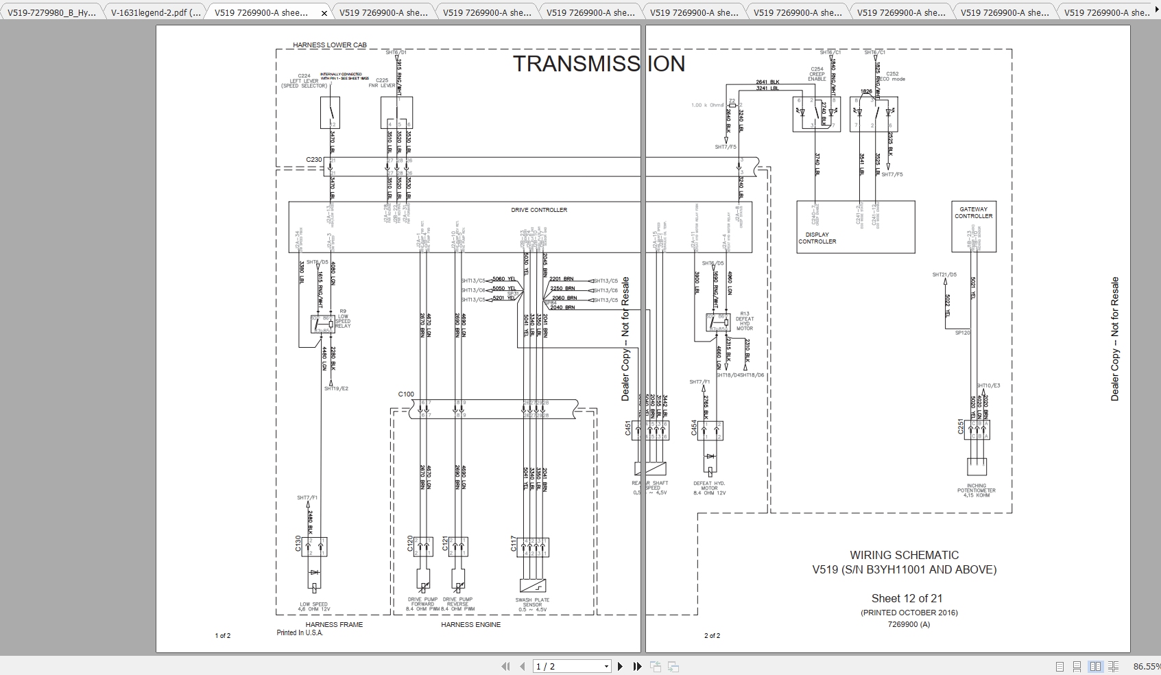 Bobcat VersaHANDLER TTC V519 Hydraulic Electrical Schematic 1