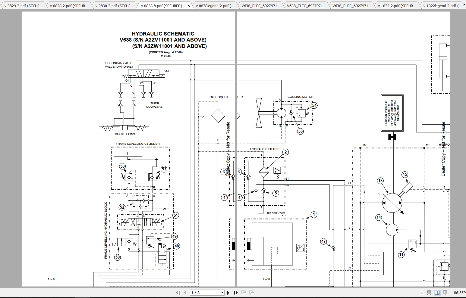 Bobcat VersaHANDLER TTC V638 Hydraulic Electrical Schematic 1