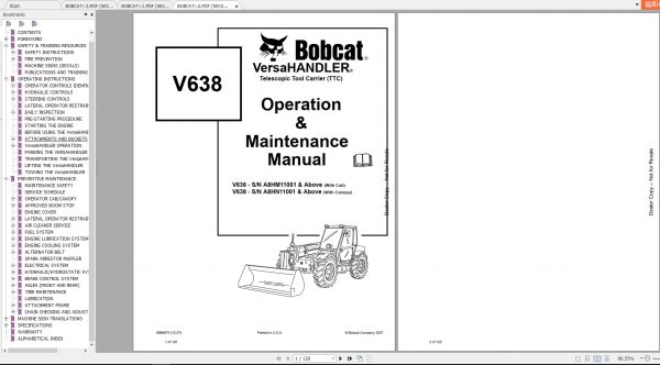 Bobcat VersaHandler TTC V638 Operation Maintenance Manuals 2