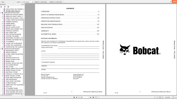 Bobcat VersaHandler TTC V638 Operation Maintenance Manuals 3
