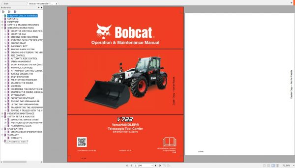 Bobcat VersaHandler TTC V723 Operation Maintenance Manual7324186 1