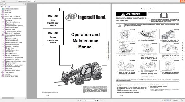 Bobcat VersaHandler TTC VR638 Operation Maintenance Manual22806483 1