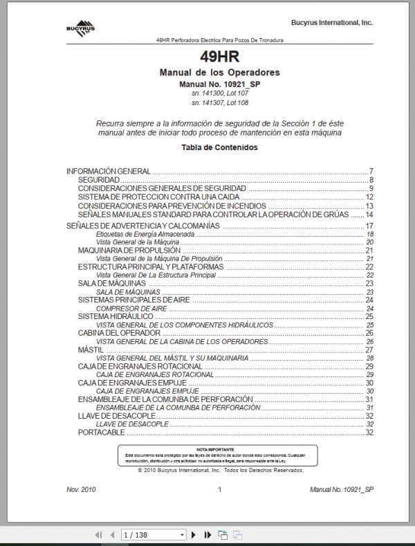 Bucyrus Crane 49HR Operator ManualES 1