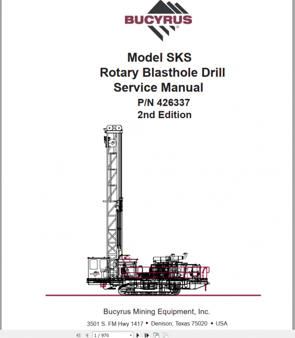 Bucyrus SKS Rotary Blasthole Drill Service ManualEN 1