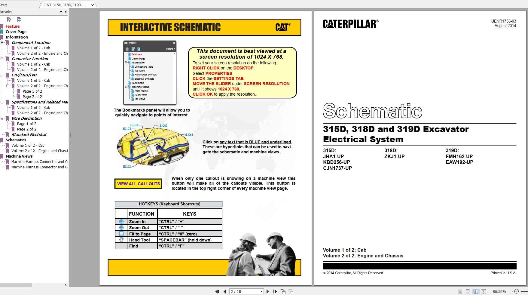CAT 315D318D319D Excavator Electrical SchematicUENR1733 03 1